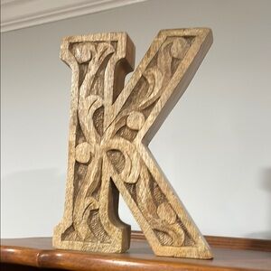 Wooden Carved Letter K Decor